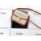 C*LIN* MEDIUM TRIOMPHE BAG IN TEXTILE AND NATURAL CALFSKIN(22.5CM)