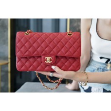  Chanle Classic Flap Caviarleather Medium Red (Golden, 25cm/30cm)