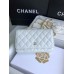 Chanle CF Caviarleather WOC (White,Golden, 19cm)