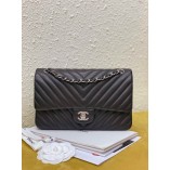 Chanle Classic Flap Lambskin (Black,Sliver, 25cm)