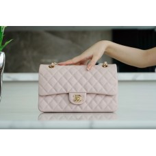 A Top Quality Chanle Classic Flap  Caviarleather  (Light Pink,Golden,25cm)