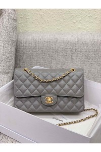 Chanle Classic Flap  Caviarleather  (Gray,Golden,25cm)