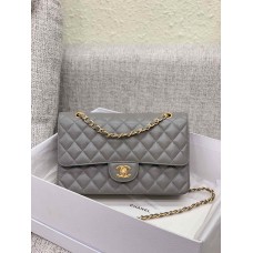 Chanle Classic Flap  Caviarleather  (Gray,Golden,25cm)