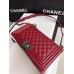Chanle Medium Leboy  Handbag & Grained Calfskin (Wine Red,Aged Silver Metal , 25cm)