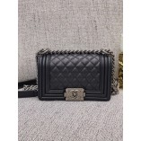 Chanle Mini Leboy  Handbag & Calfskin (Black,Silver Hardware, 20cm)