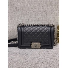 Chanle Mini Leboy  Handbag & Calfskin (Black,Silver Hardware, 20cm)
