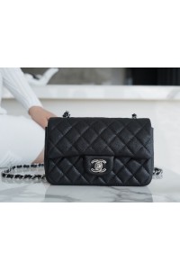 [TOP QUALITY] Chanle Classic Flap Caviarleather (Black,Sliver, 20cm)