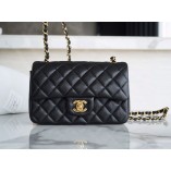 [TOP QUALITY] CHANLE CLASSIC FLAP CAVIARLEATHER (BLACK, GOLDEN, 20CM)