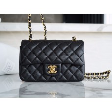 [TOP QUALITY] CHANLE CLASSIC FLAP CAVIARLEATHER (BLACK, GOLDEN, 20CM)