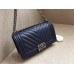 Chanle Medium Leboy  Handbag & Grained Calfskin (Navy,Aged Silver Metal , 25cm)