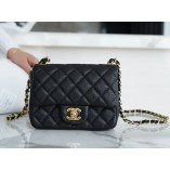 [TOP QUALITY] Chanle Classic Flap Caviarleather (Black,Golden, 17cm)