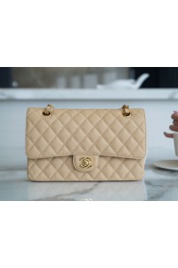 Chanle Classic Flap Caviarleather (Apricot,Golden, 25cm)