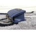 Chanle Mini Leboy  Handbag & Calfskin (Blue, Aged Silver Metal, 20cm)