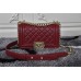 Chanle Mini Leboy  Handbag & Calfskin (Dark Red, Aged Gold-Tone Metal , 20cm)