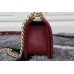 Chanle Mini Leboy  Handbag & Calfskin (Dark Red, Aged Gold-Tone Metal , 20cm)