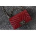 Chanle Mini Leboy  Handbag & Calfskin (Dark Red, Aged Silver Metal , 20cm)