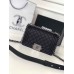 Chanle Mini Leboy  Handbag & Grianed Calfskin  (Black, Aged Silver Metal , 20cm)