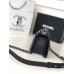 Chanle Mini Leboy  Handbag & Grianed Calfskin  (Black, Aged Silver Metal , 20cm)