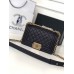Chanle Mini Leboy  Handbag & Grained Calfskin (Black, Aged Gold-Tone Metal , 20cm)