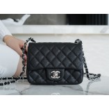 [TOP QUALITY] Chanle Classic Flap Caviarleather (Black ,Sliver, 17cm)