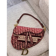 Dion Red Velour Saddle Bag(Strap needs extra purchase)(25.5CM)