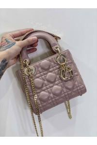 [Naomi Recommend] Mini Cannage Rose Pink Lambskin Lady Dion Bag(17CM)