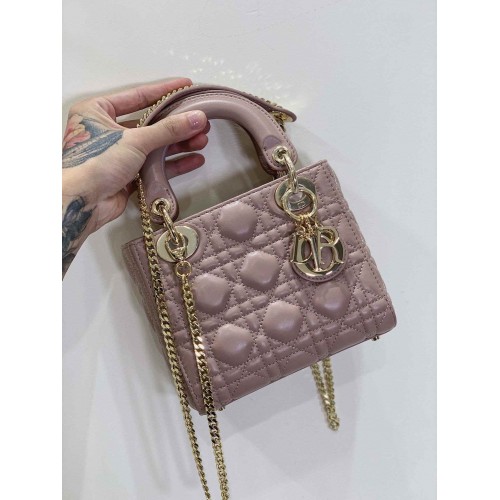 [Naomi Recommend] Mini Cannage Rose Pink Lambskin Lady Dion Bag(17CM)