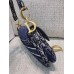 Dion Blue Velour Saddle Bag(Strap needs extra purchase)(25.5CM)