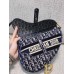 Dion Blue Velour Saddle Bag(Strap needs extra purchase)(25.5CM)