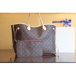 LU NEVERFULL GM TOTE BAG with Monogram Canvas Cherry Color Inside(39CM)