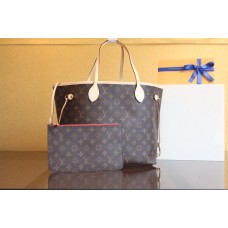 LU NEVERFULL GM TOTE BAG with Monogram Canvas Cherry Color Inside(31CM)