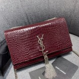 YSI KATE CHAIN AND TASSEL BAG IN TEXTURED LEATHER(SILUER HARDWARE, 20CM)