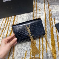 YSI KATE CHAIN AND TASSEL BAG IN TEXTURED LEATHER(GOLD HARDWARE, 17CM)